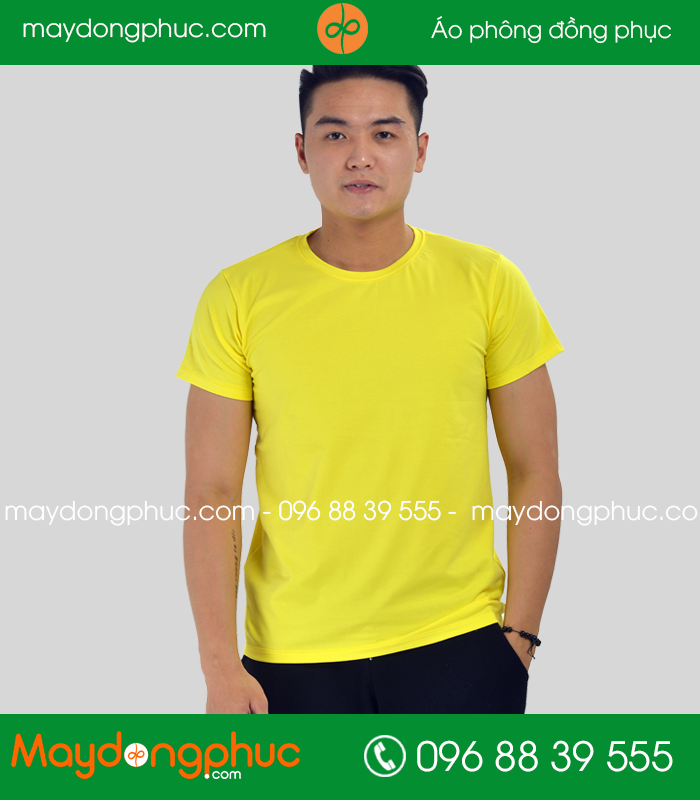 Áo phông đồng phục cổ tròn màu Vàng - mẫu 3