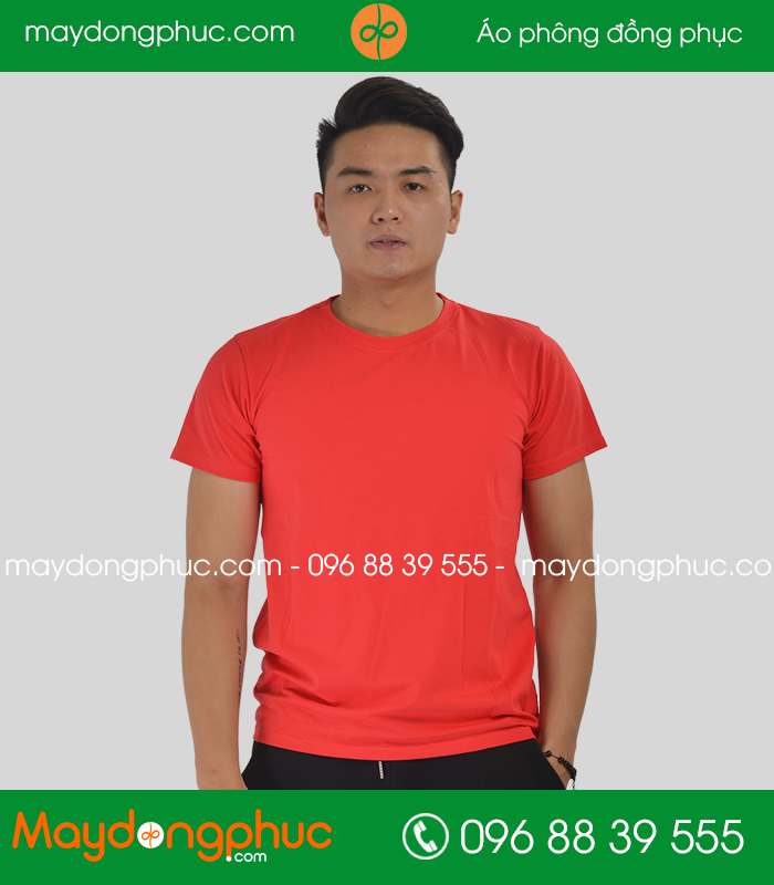 Áo phông đồng phục cổ tròn màu Đỏ - mẫu 2