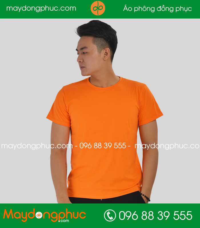 Áo phông đồng phục cổ tròn màu Cam - mẫu 2