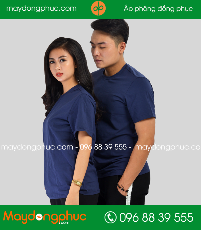 Áo phông đồng phục cổ tròn màu tím than