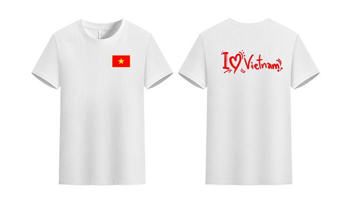 May áo phông cổ tròn màu trắng I Love Vietnam