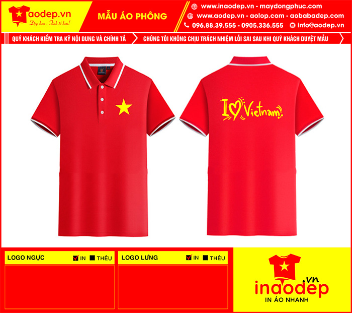 May áo phông in chữ I love VietNam