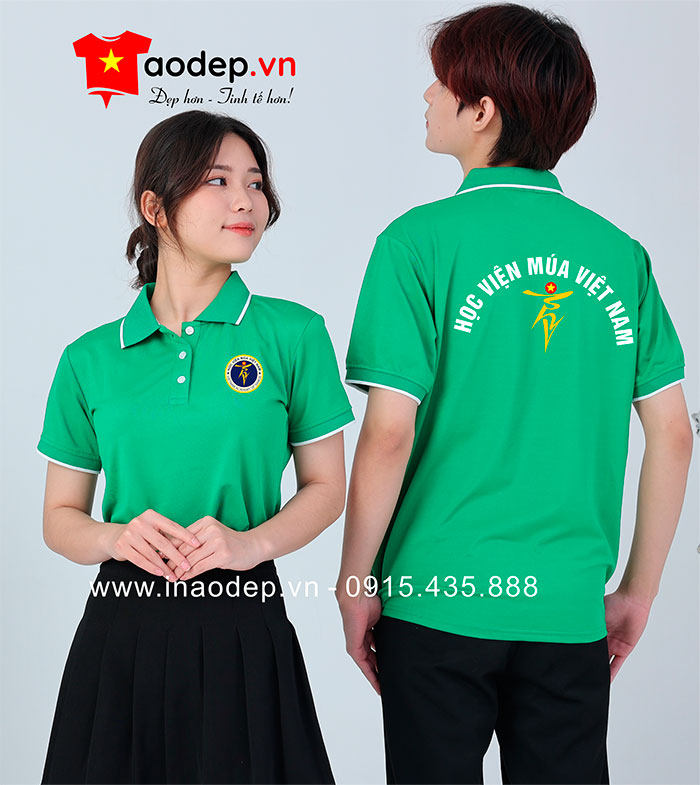 May áo phông màu xanh lá cây Học viện Múa Việt Nam