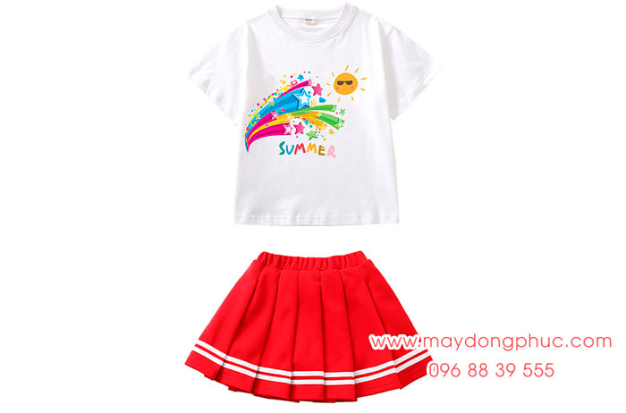 May áo phông trẻ em in chữ Summer cùng hình ảnh mặt trời - mẫu 2
