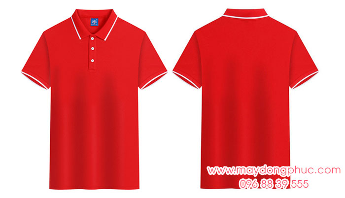 May áo polo màu đỏ viền trắng