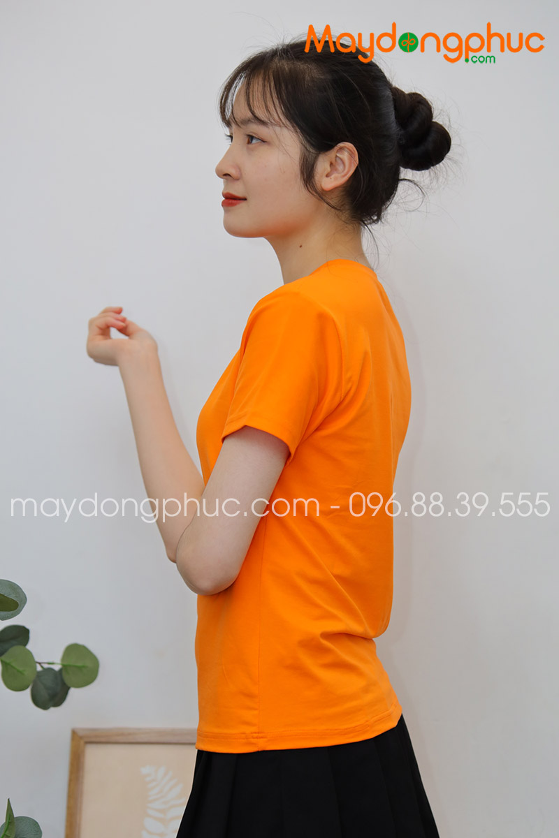 Áo phông cổ tròn màu cam - mẫu 4