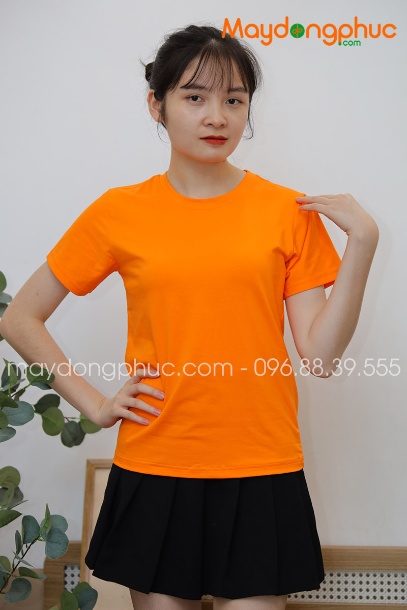 Áo phông cổ tròn màu cam - mẫu 6