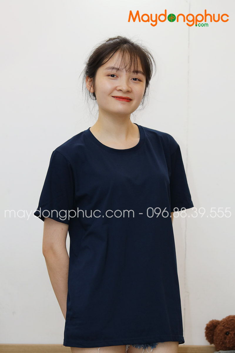 Áo phông tay lỡ màu xanh đen - mẫu 5