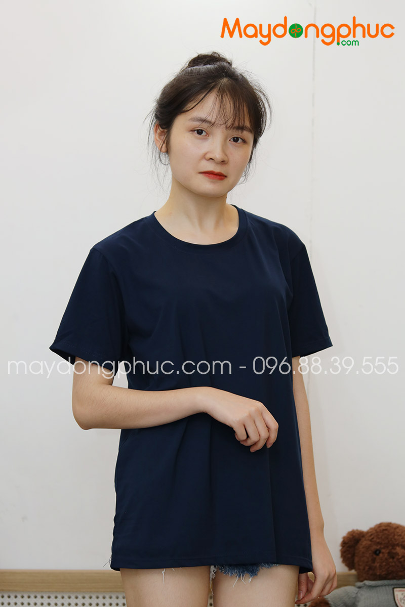 Áo phông tay lỡ màu xanh đen - mẫu 6