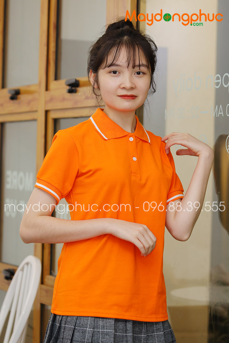 Áo phông polo màu cam - mẫu 2