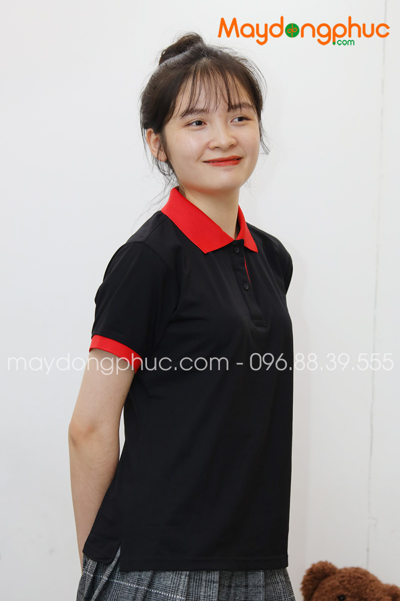 Áo phông polo màu đen cổ đỏ - mẫu 3