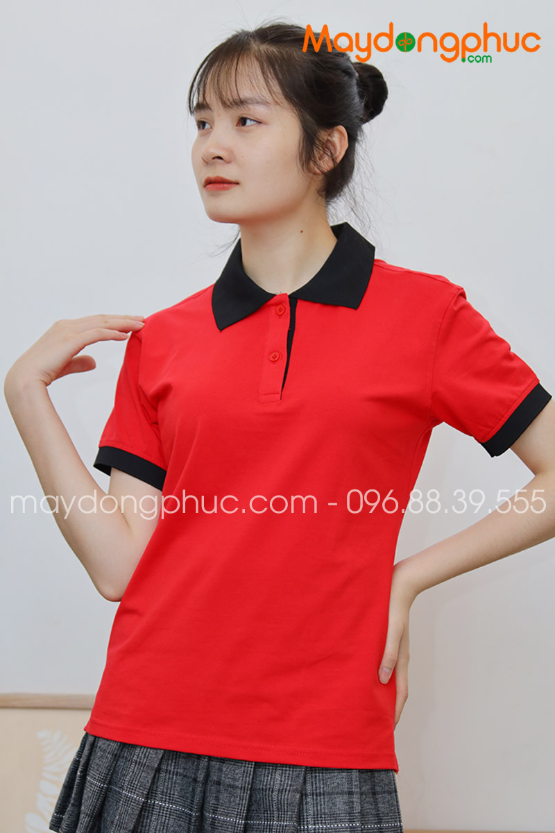 Áo phông polo màu đỏ cổ đen - mẫu 3