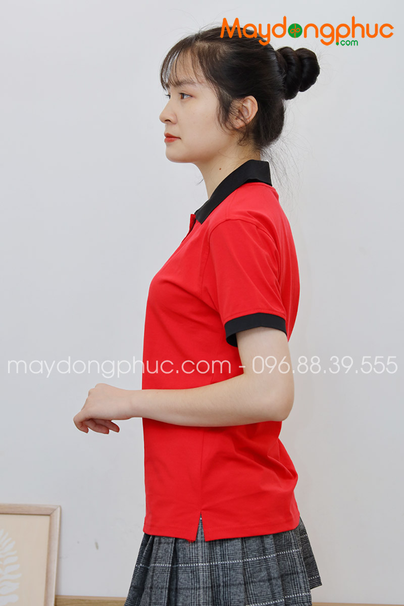 Áo phông polo màu đỏ cổ đen - mẫu 4