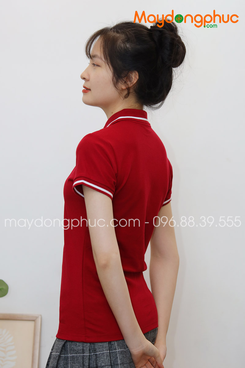 Áo phông polo màu đỏ đô - mẫu 3