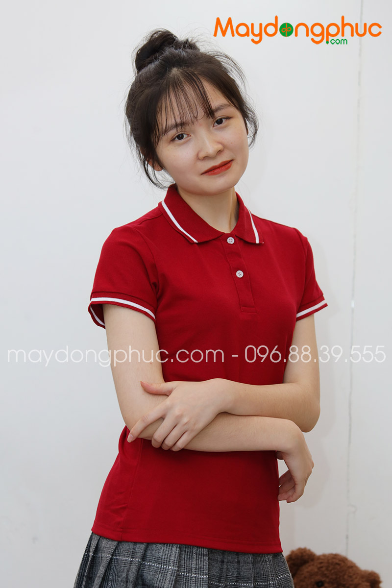 Áo phông polo màu đỏ đô - mẫu 4