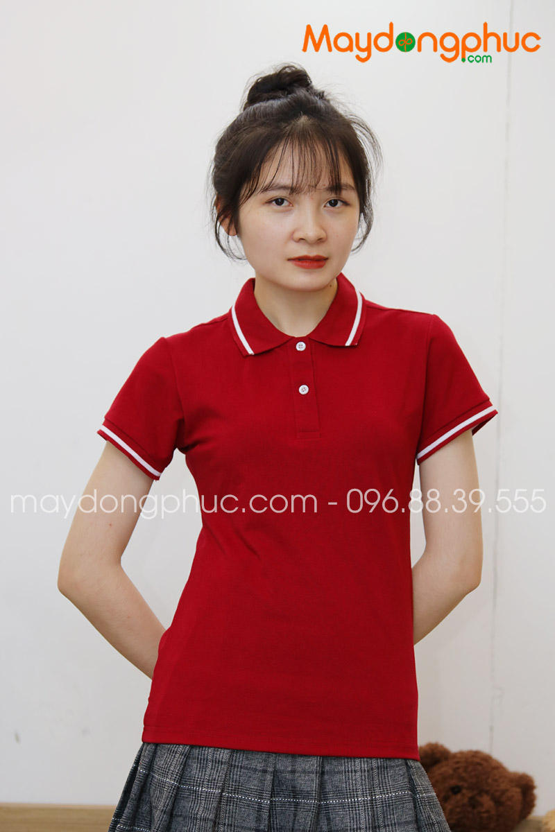 Áo phông polo màu đỏ đô - mẫu 5