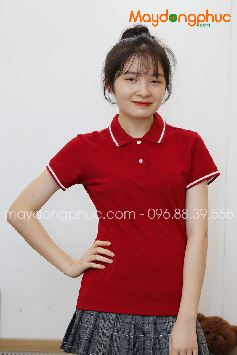 Áo phông polo màu đỏ đô - mẫu 6