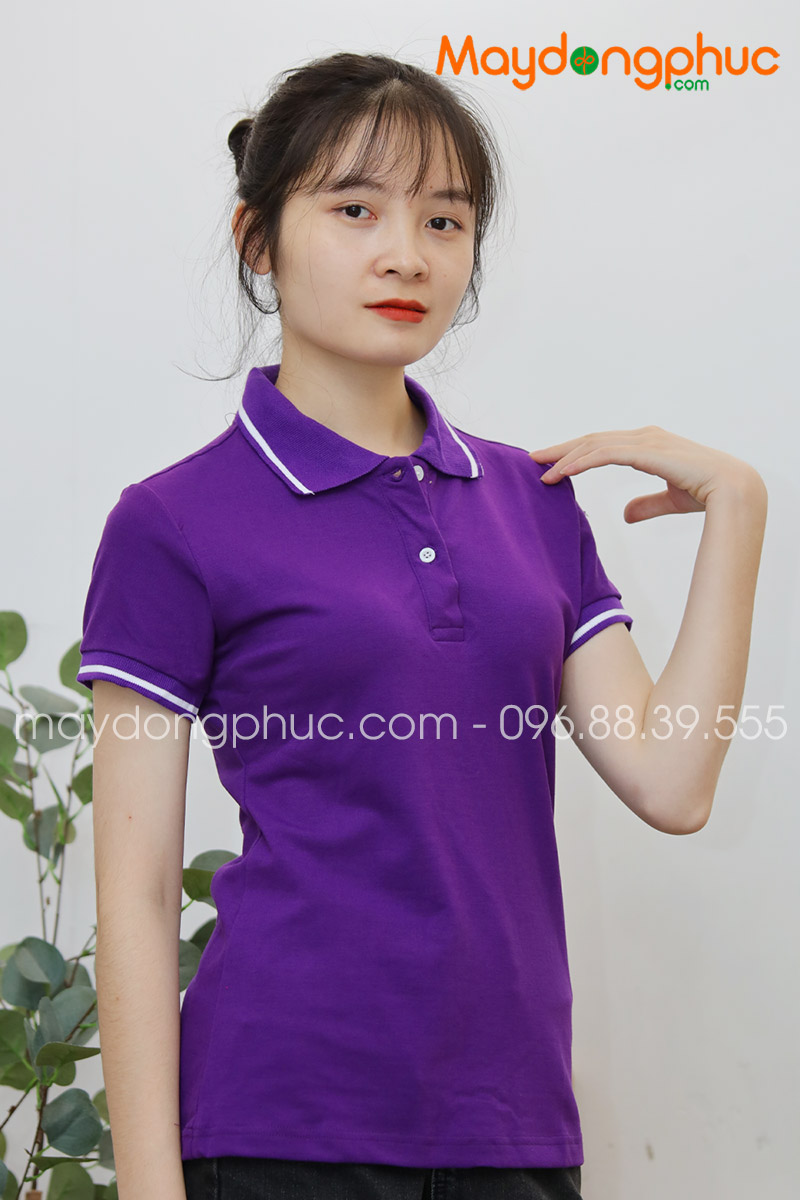 Áo phông polo màu tím - mẫu 2