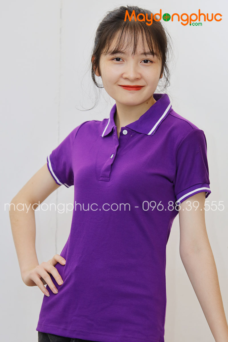 Áo phông polo màu tím - mẫu 3