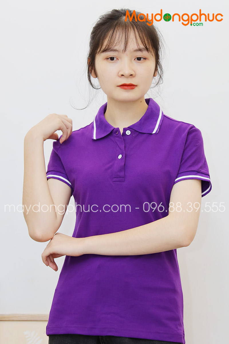 Áo phông polo màu tím - mẫu 4