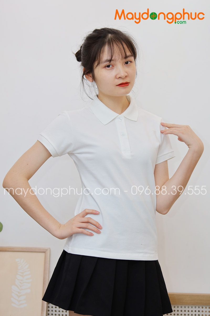 Áo phông polo màu trắng - mẫu 2