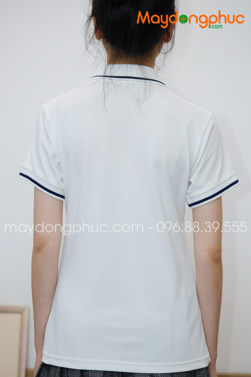 Áo phông polo màu trắng viền xanh đen