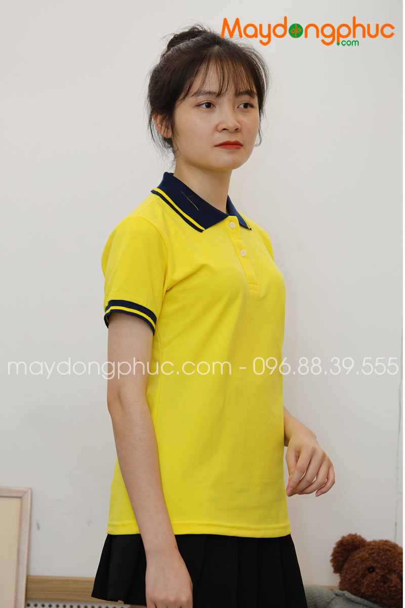 Áo phông polo màu vàng cổ đen - mẫu 2