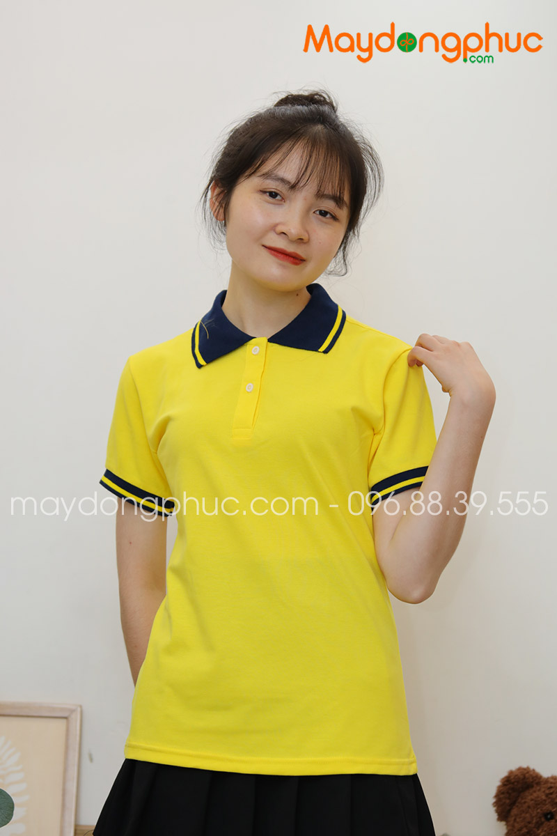 Áo phông polo màu vàng cổ đen - mẫu 3