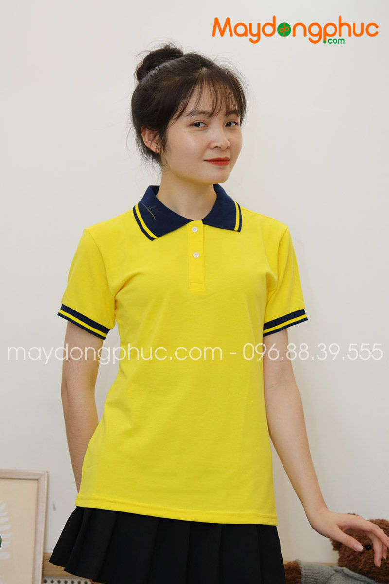 Áo phông polo màu vàng cổ đen - mẫu 4