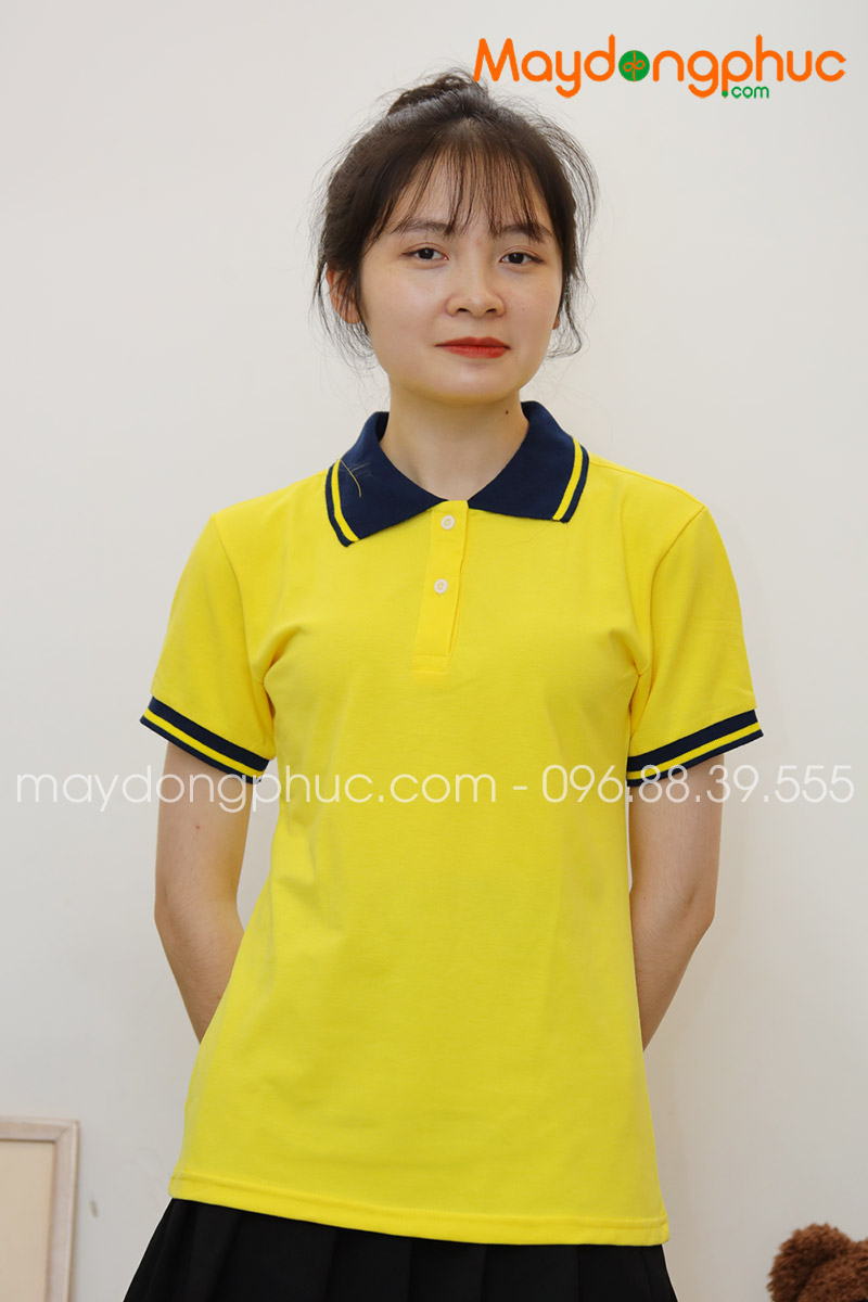 Áo phông polo màu vàng cổ đen - mẫu 5