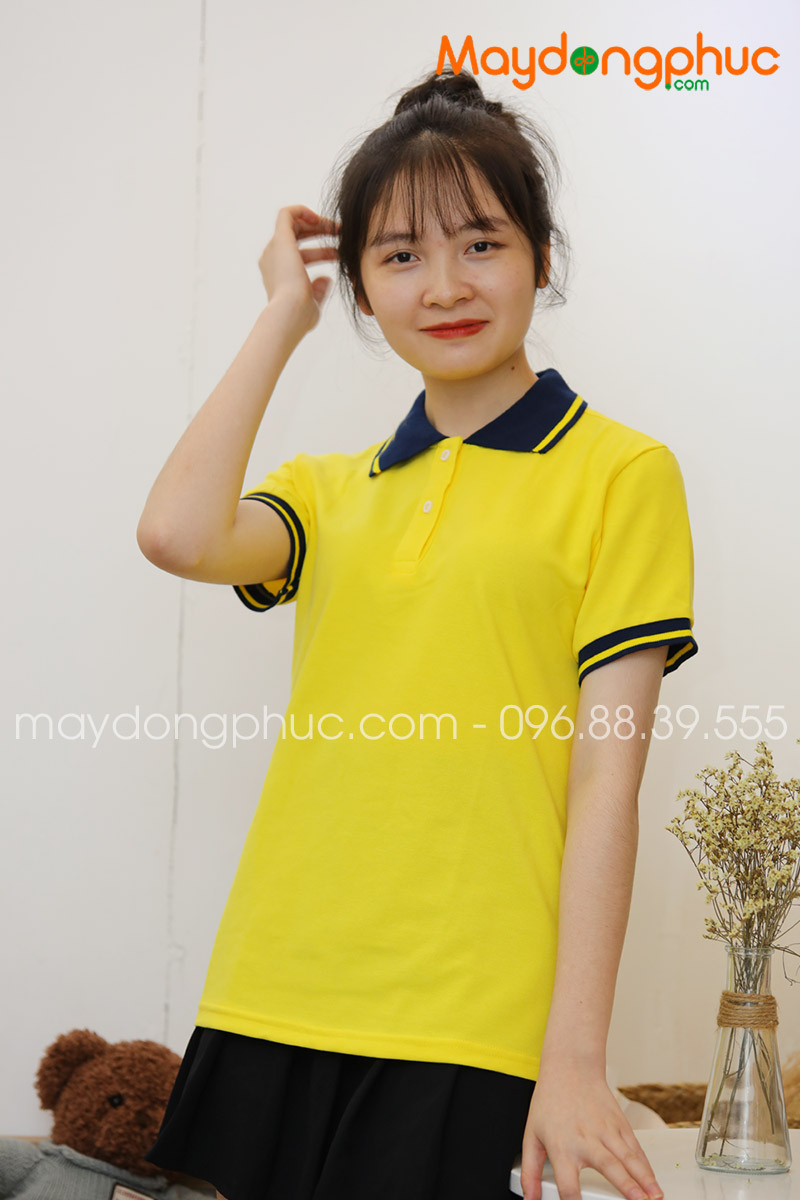 Áo phông polo màu vàng cổ đen - mẫu 6