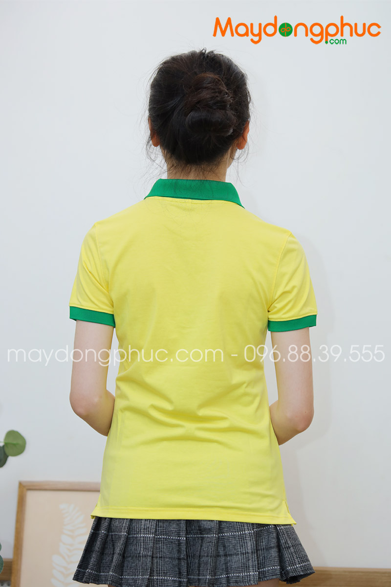 Áo phông polo màu vàng cổ xanh
