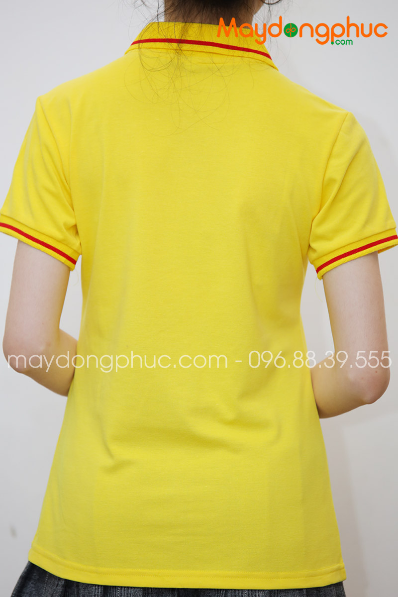 Áo phông polo màu vàng viền đỏ