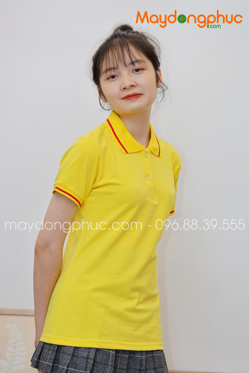 Áo phông polo màu vàng viền đỏ - mẫu 2