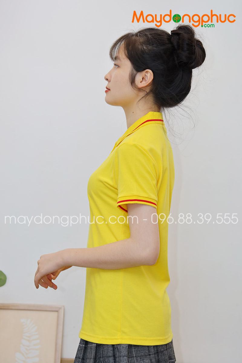 Áo phông polo màu vàng viền đỏ - mẫu 3