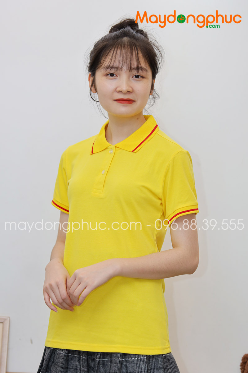 Áo phông polo màu vàng viền đỏ - mẫu 4