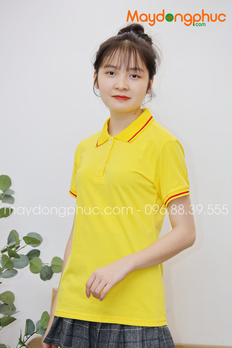 Áo phông polo màu vàng viền đỏ - mẫu 5
