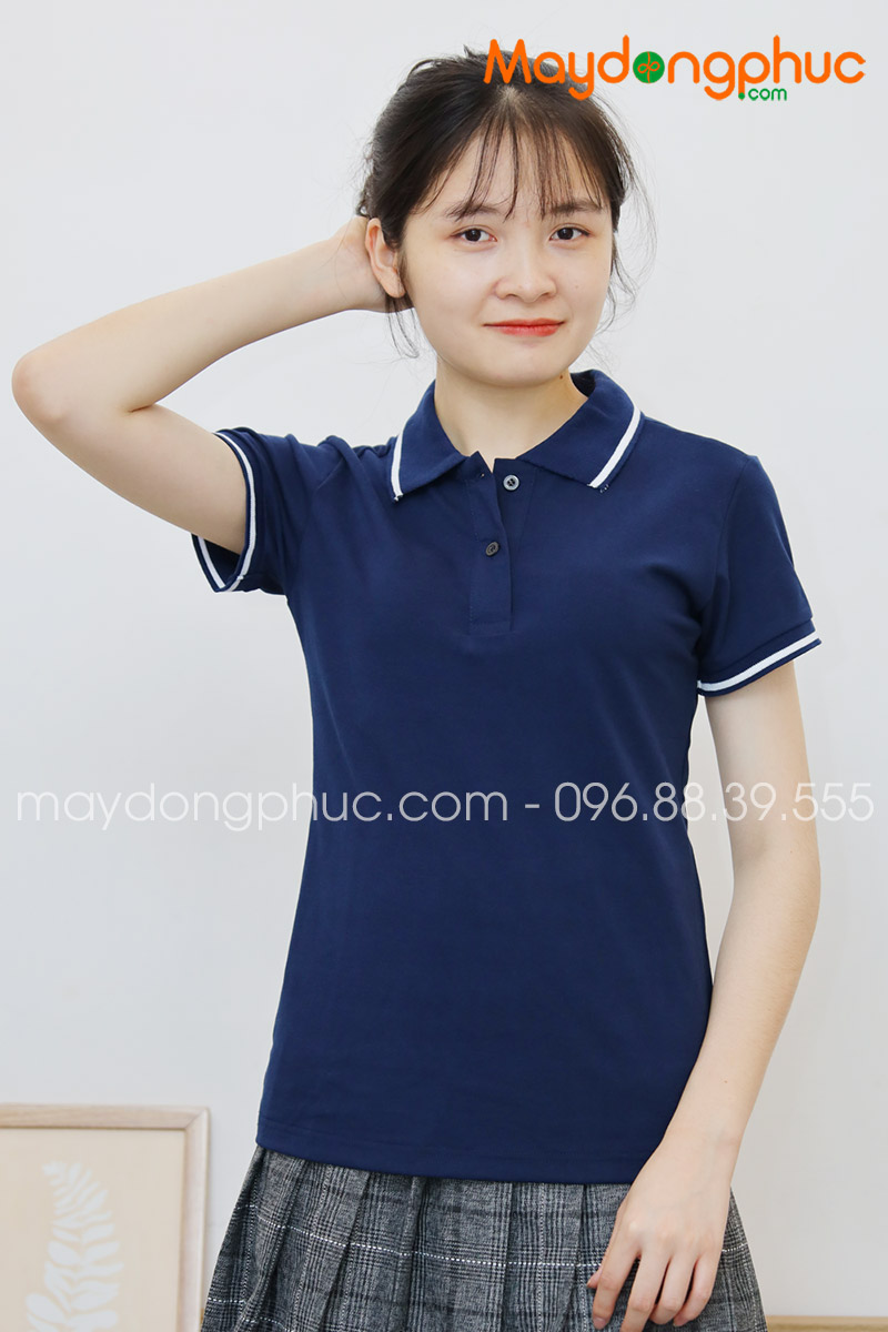 Áo phông polo màu xanh đen - mẫu 3