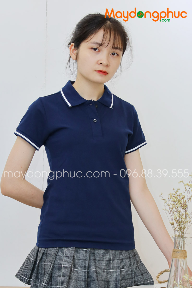 Áo phông polo màu xanh đen - mẫu 4
