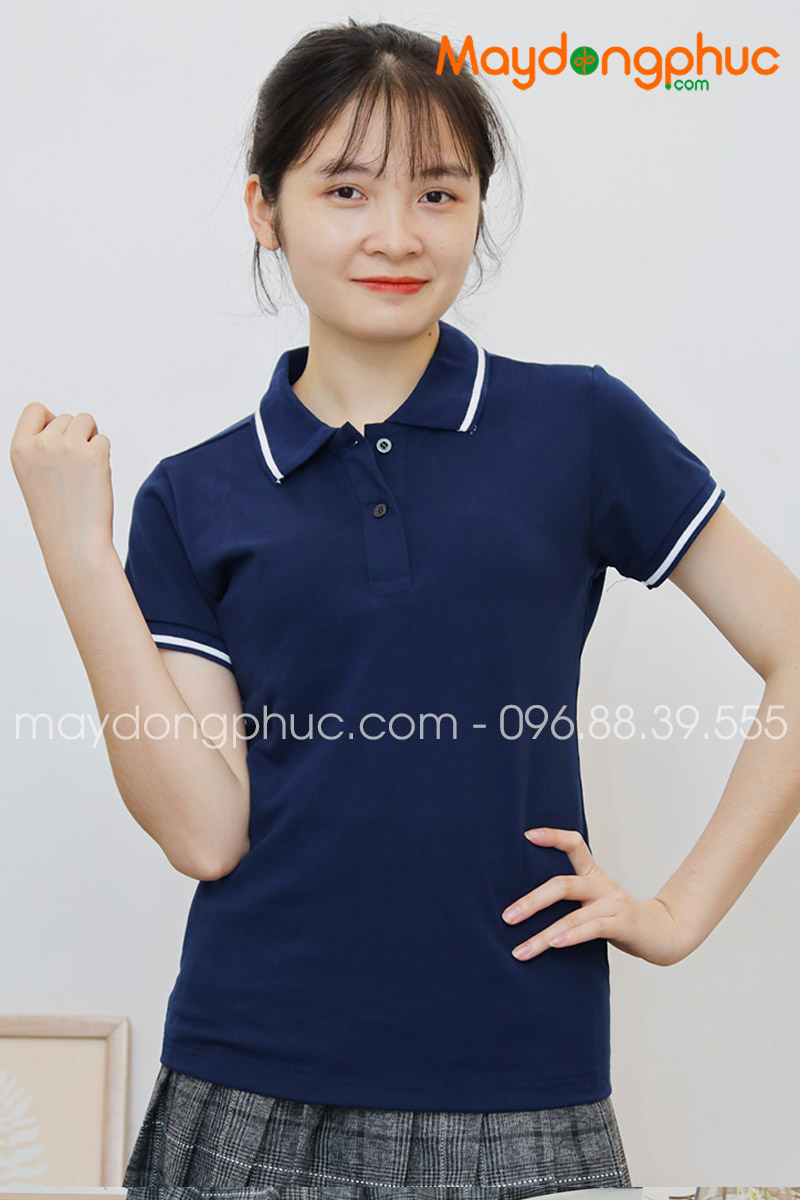 Áo phông polo màu xanh đen - mẫu 5