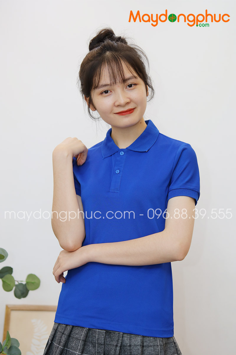 Áo phông polo màu xanh dương - mẫu 4