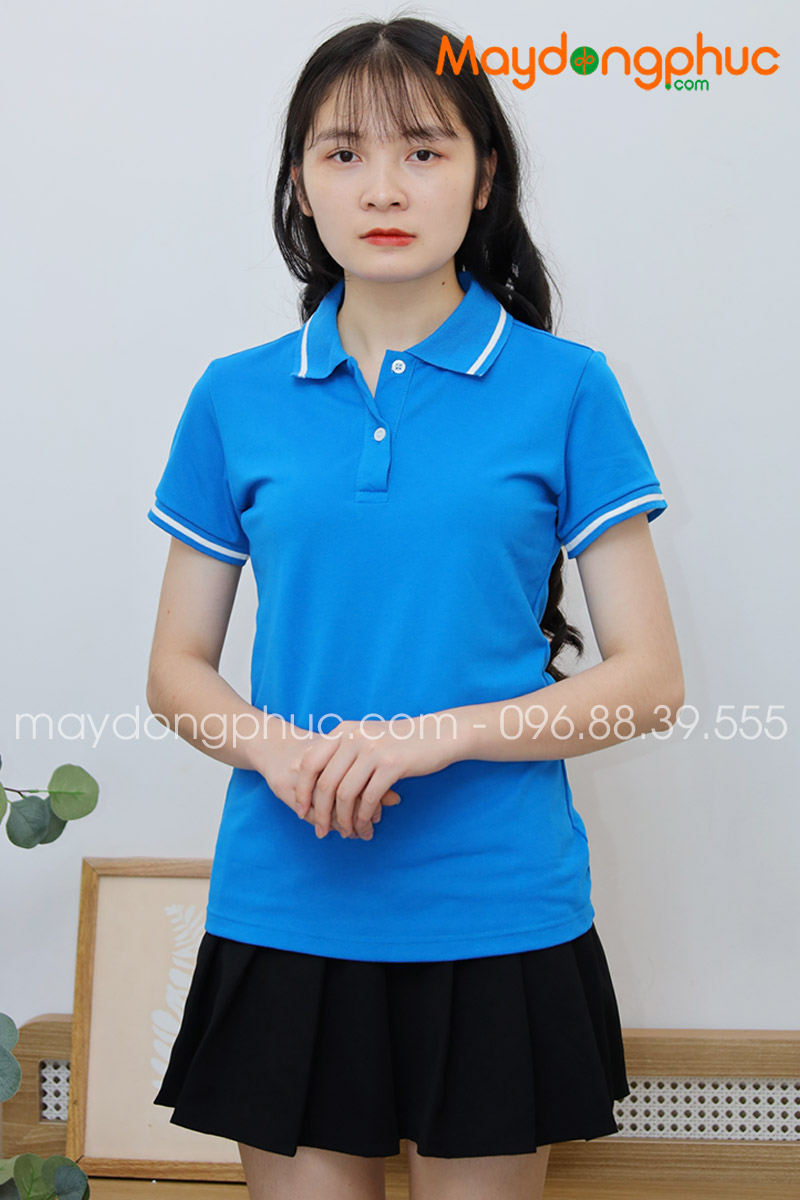 Áo phông polo màu xanh YA - mẫu 2