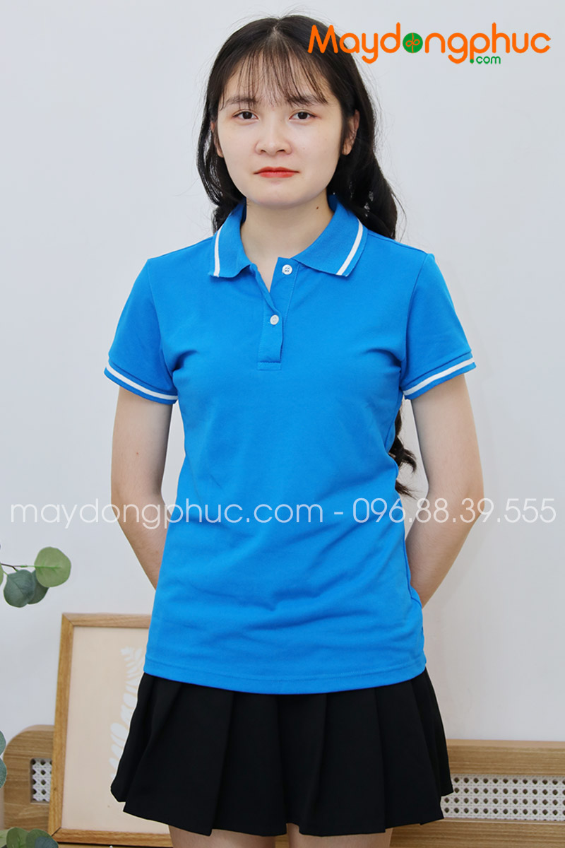 Áo phông polo màu xanh YA - mẫu 3