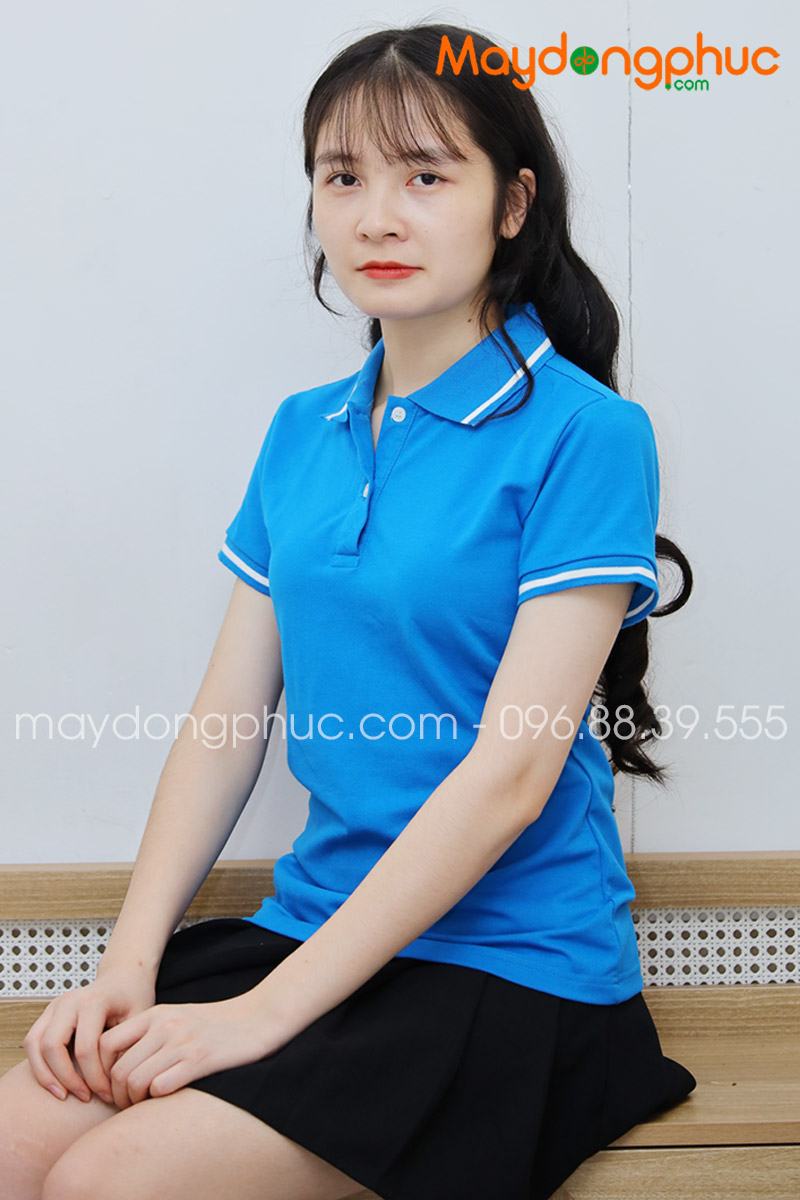 Áo phông polo màu xanh YA - mẫu 4