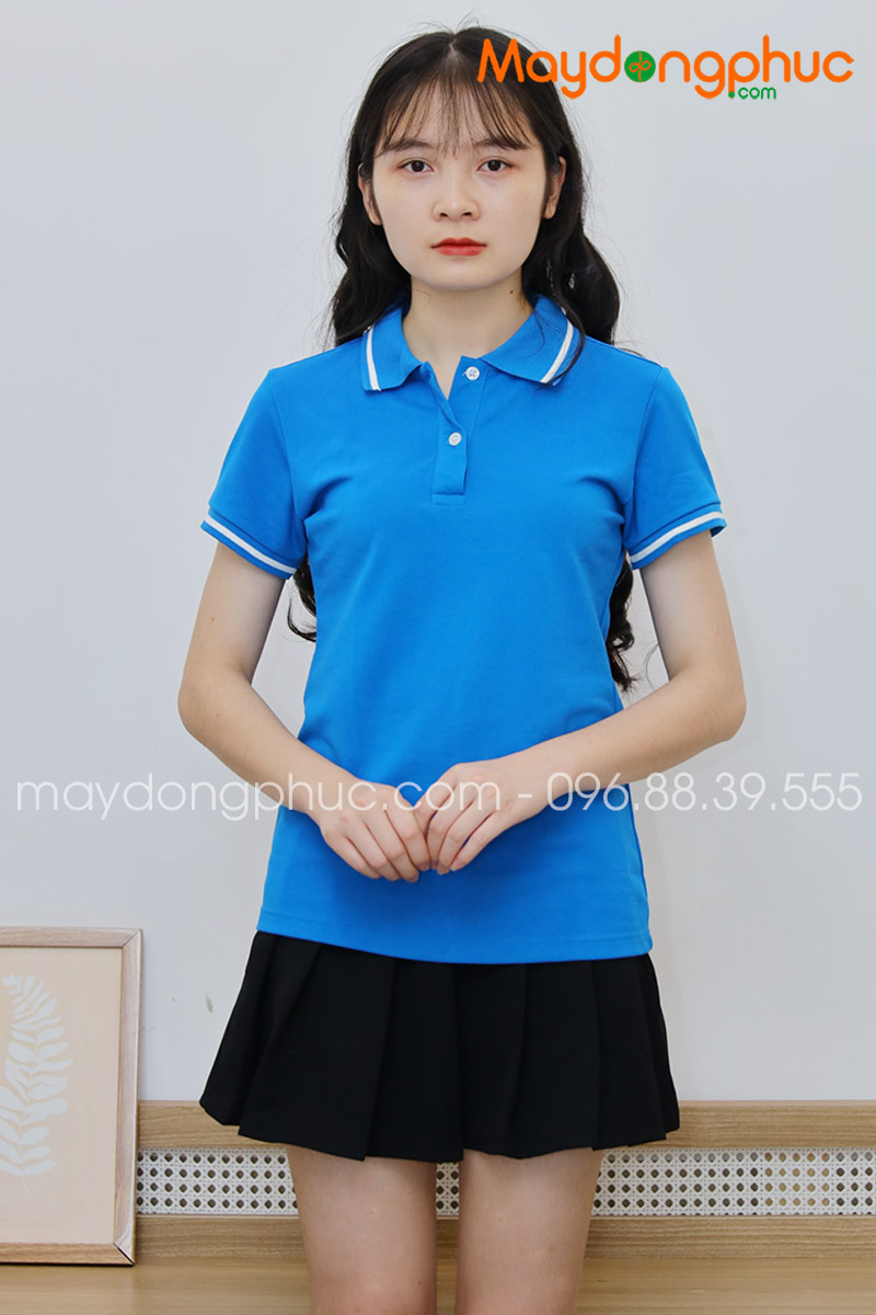 Áo phông polo màu xanh YA - mẫu 6