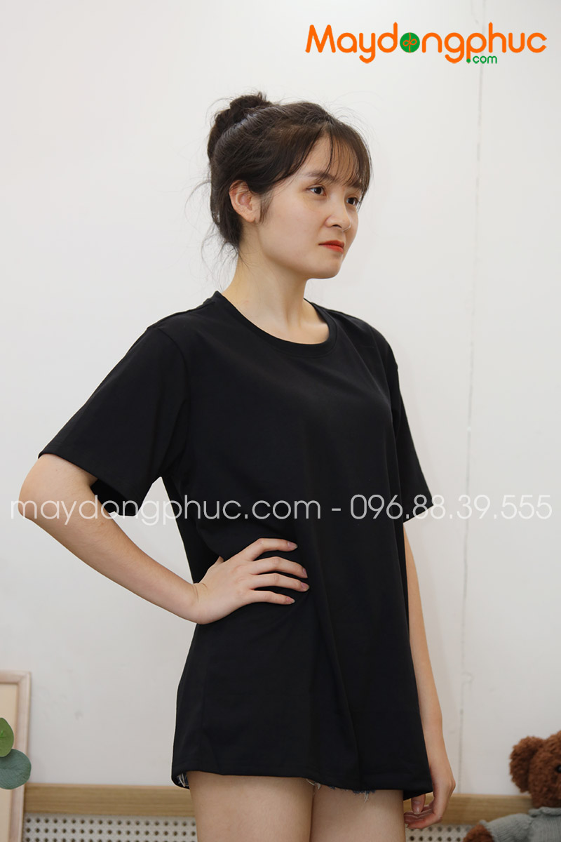 Áo phông tay lỡ màu đen - mẫu 3