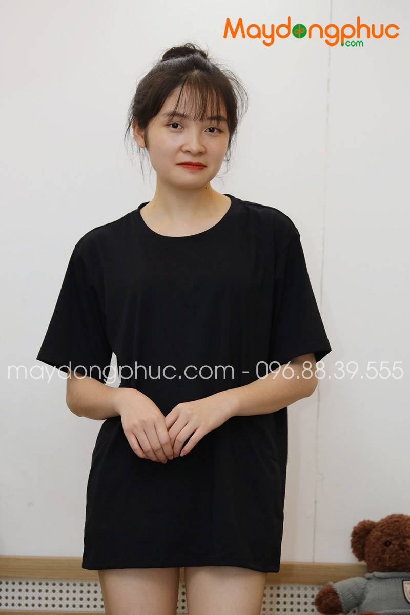 Áo phông tay lỡ màu đen - mẫu 5