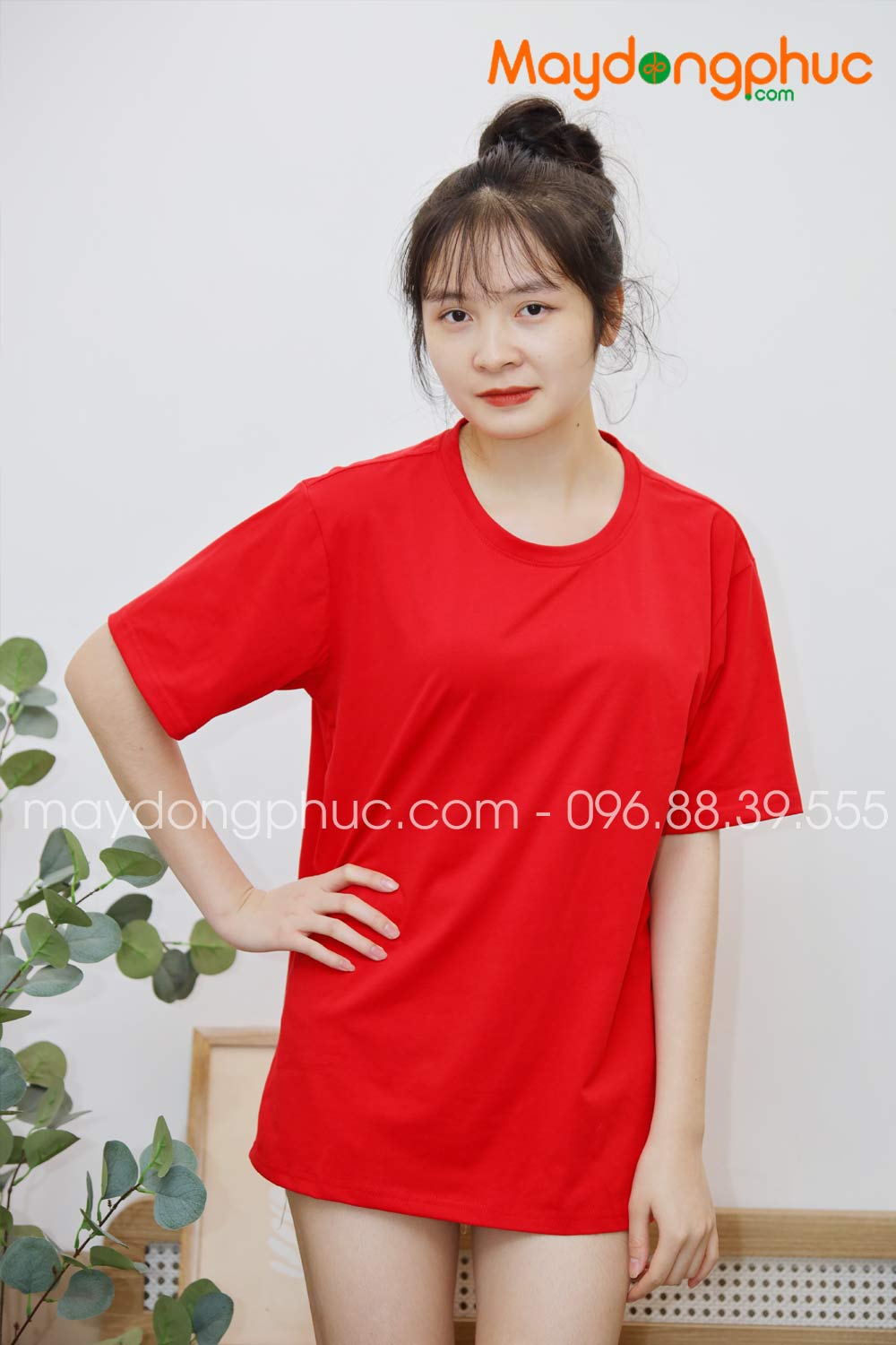 Áo phông tay lỡ màu đỏ - mẫu 4