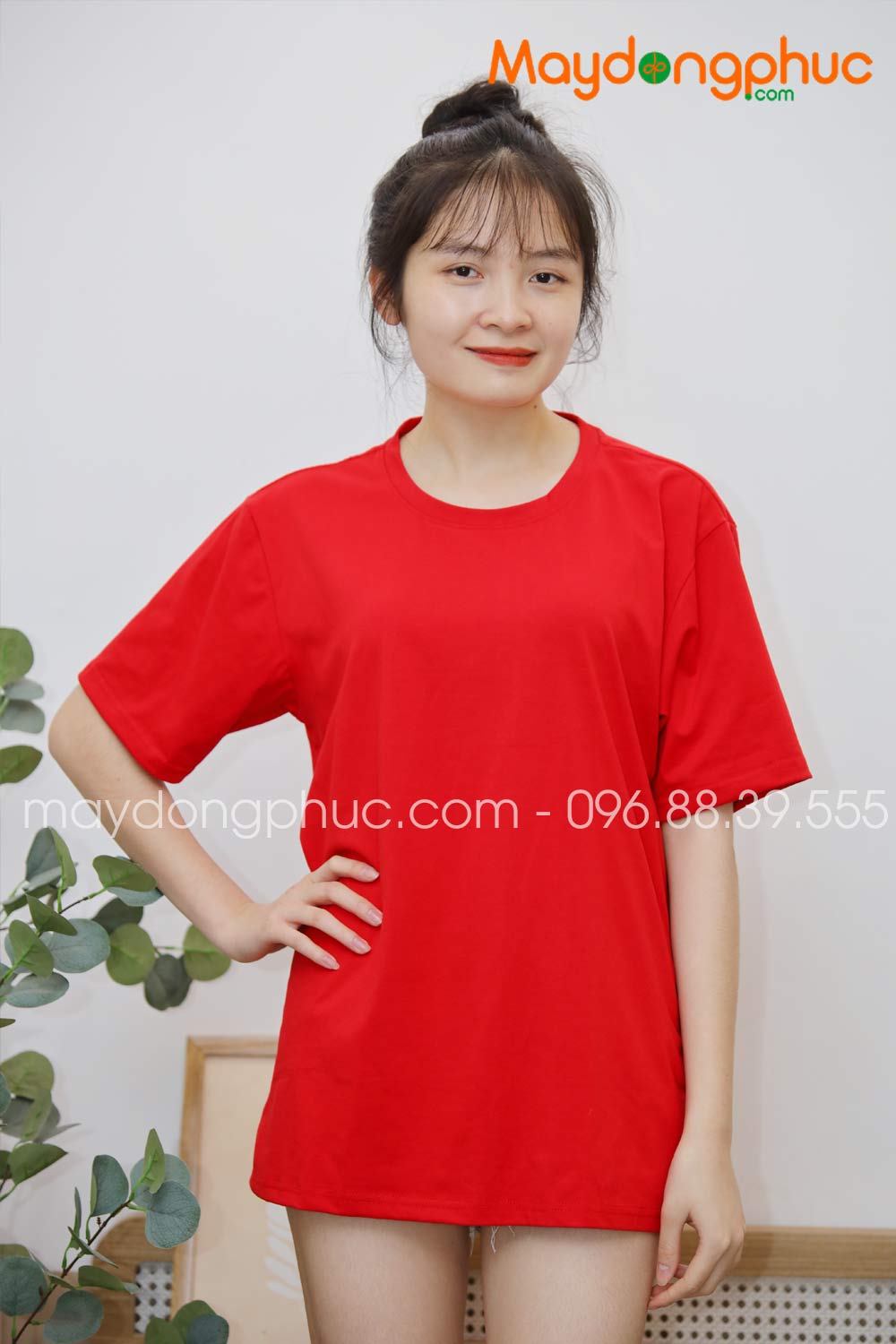 Áo phông tay lỡ màu đỏ - mẫu 5