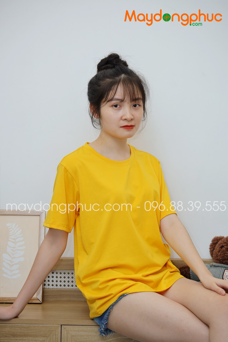 Áo phông tay lỡ màu vàng - mẫu 2